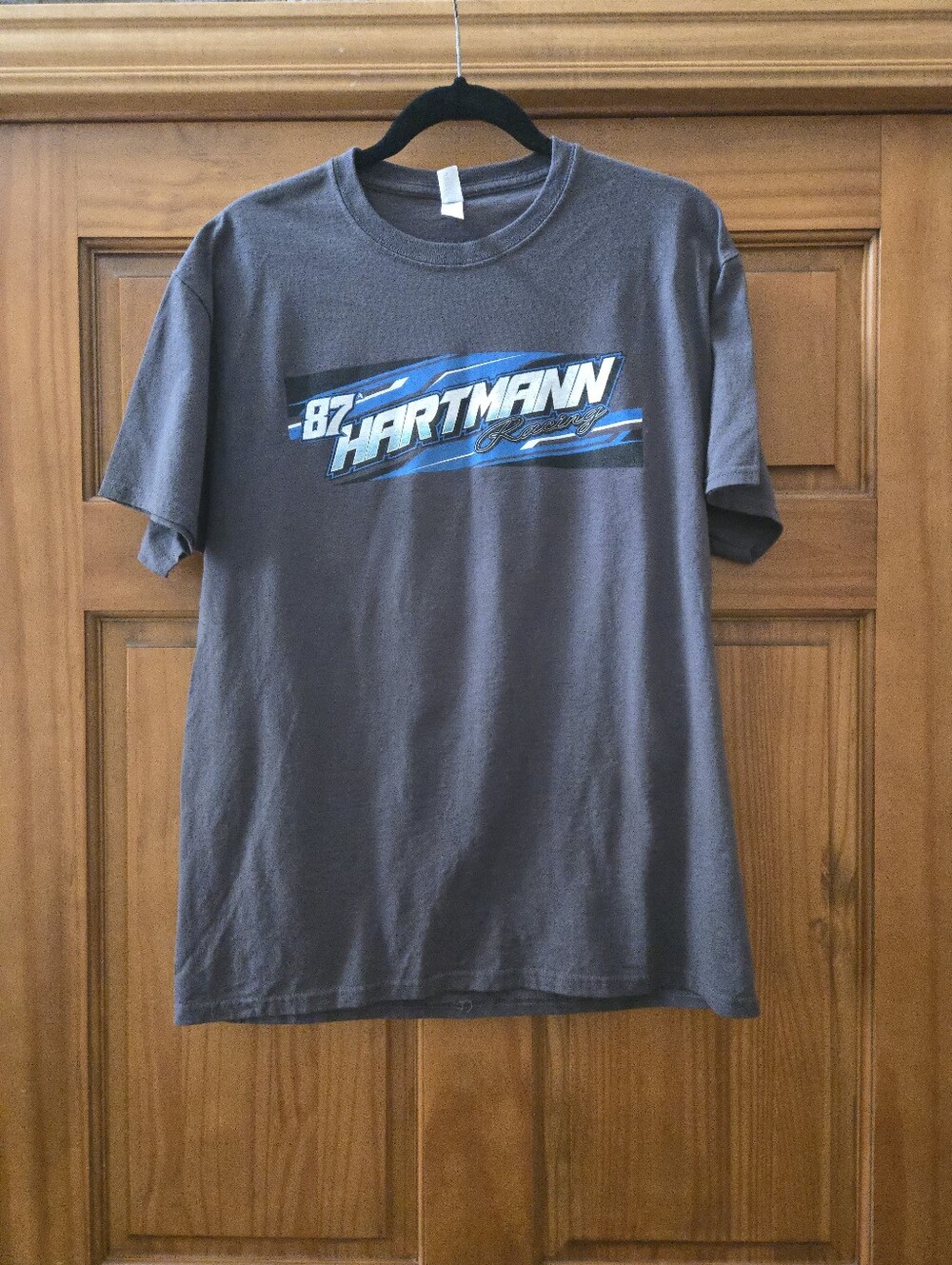 Austin Hartmann  Crew Neck T-Shirt - Gray with Blue Logo Size L